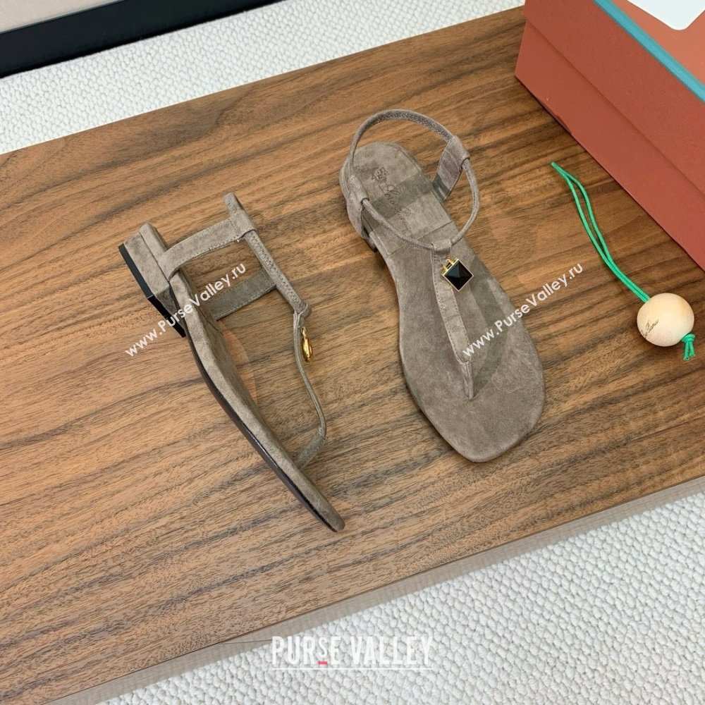 Loro Piana Mindil Infra Sandal in Suede LP062326 Grey 2025 (HH-25062326)