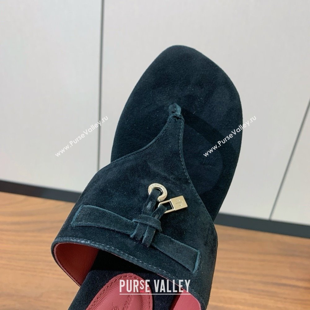 Loro Piana Flip-flops Sandal in Suede LP62330 Black 2025 (HH-25062330)
