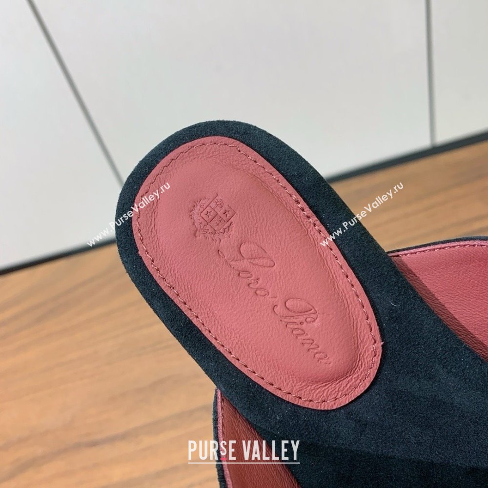 Loro Piana Flip-flops Sandal in Suede LP62330 Black 2025 (HH-25062330)