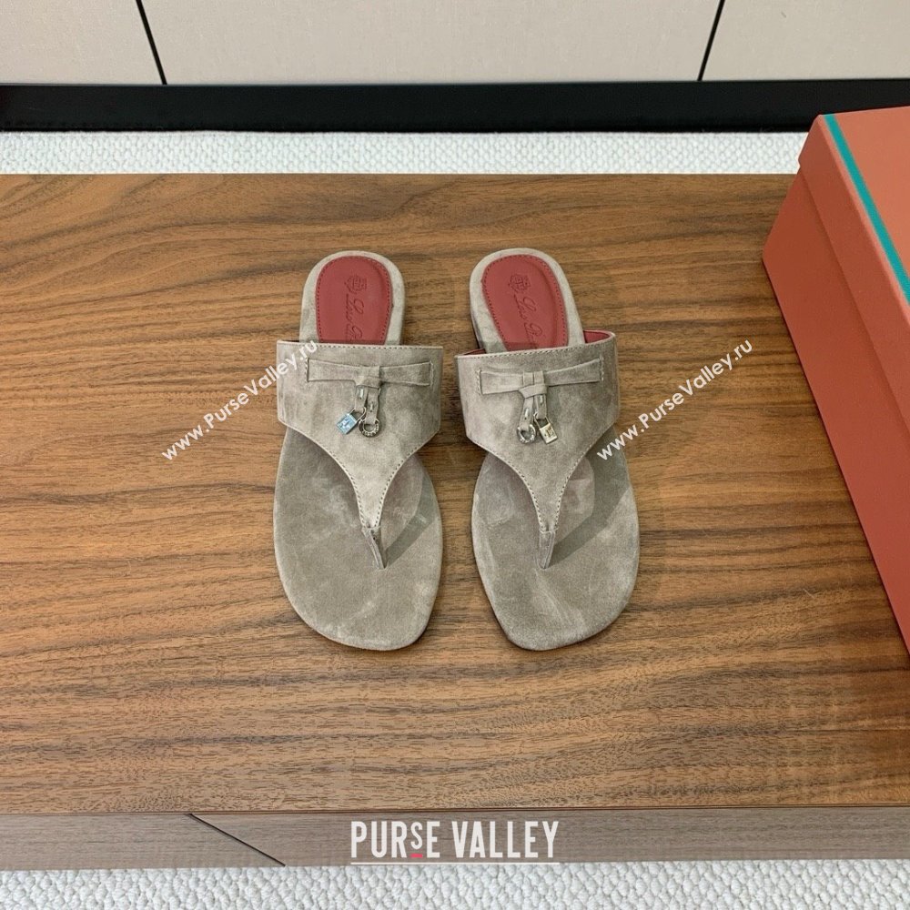 Loro Piana Flip-flops Sandal in Suede LP62331 Grey 2025 (HH-25062331)