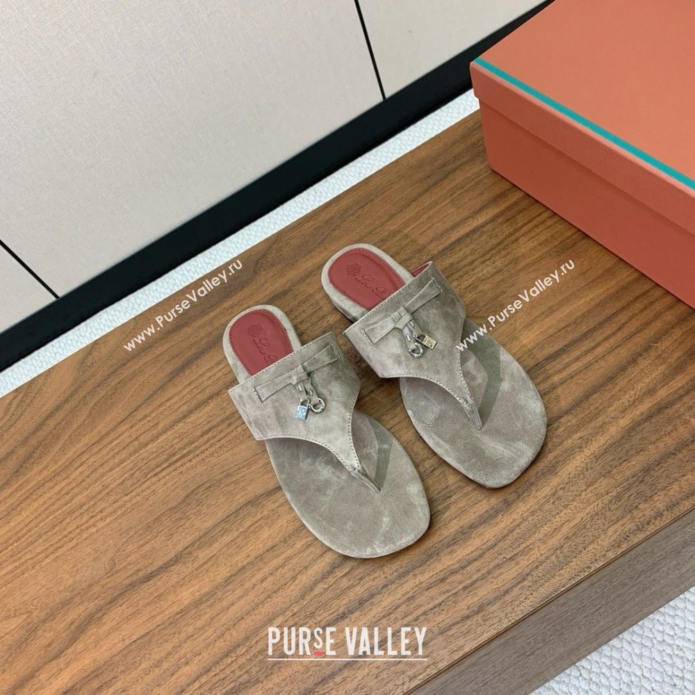 Loro Piana Flip-flops Sandal in Suede LP62331 Grey 2025 (HH-25062331)