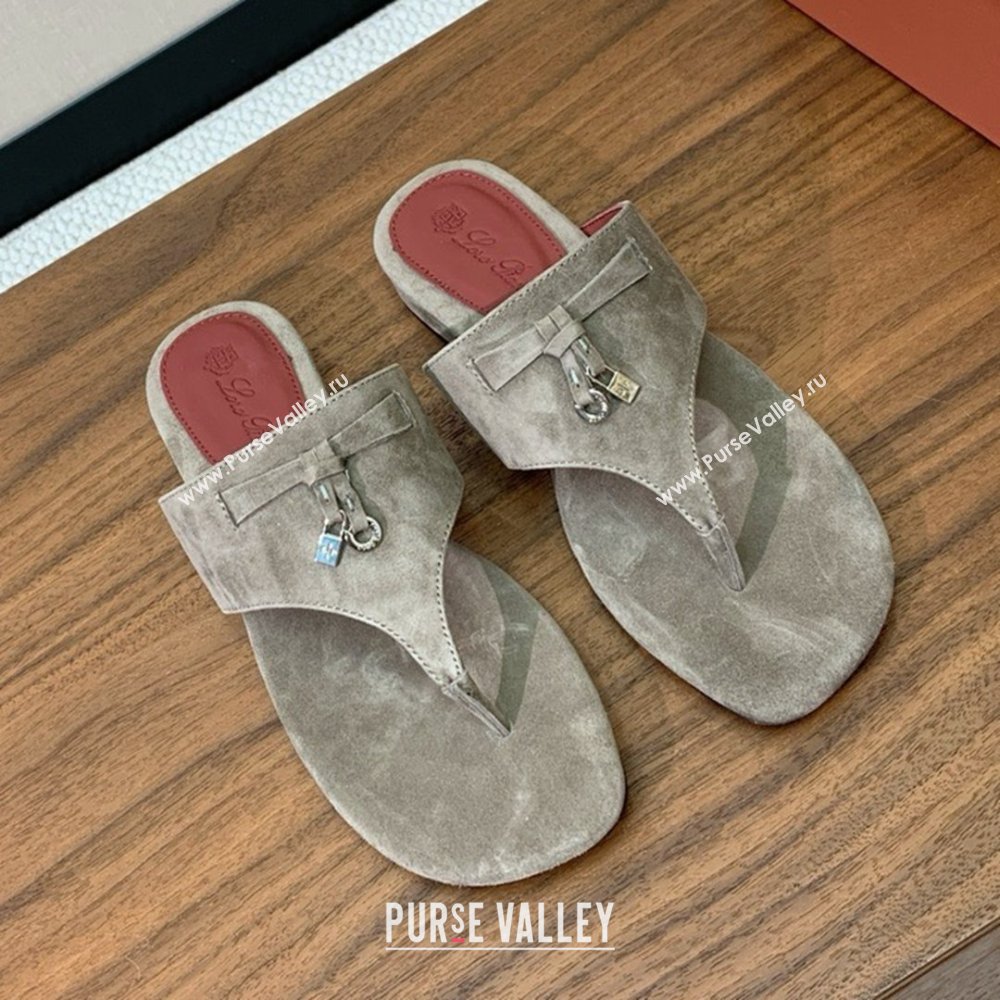 Loro Piana Flip-flops Sandal in Suede LP62331 Grey 2025 (HH-25062331)