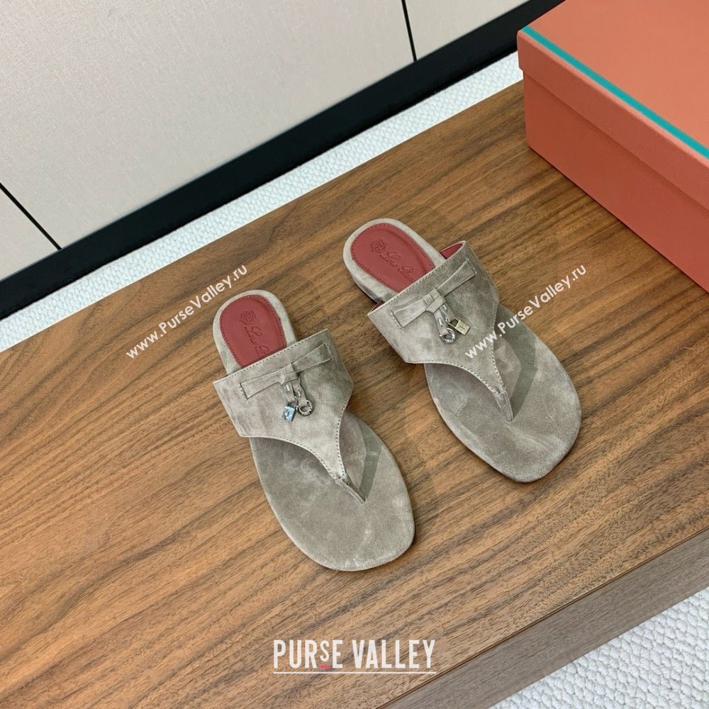 Loro Piana Flip-flops Sandal in Suede LP62331 Grey 2025 (HH-25062331)