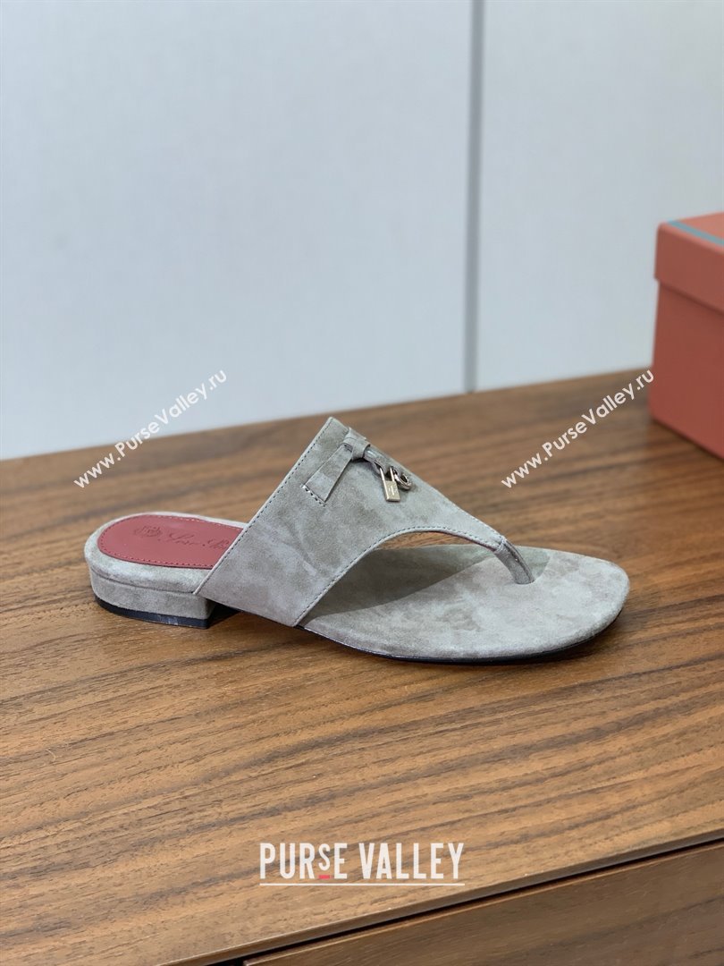 Loro Piana Flip-flops Sandal in Suede LP62331 Grey 2025 (HH-25062331)