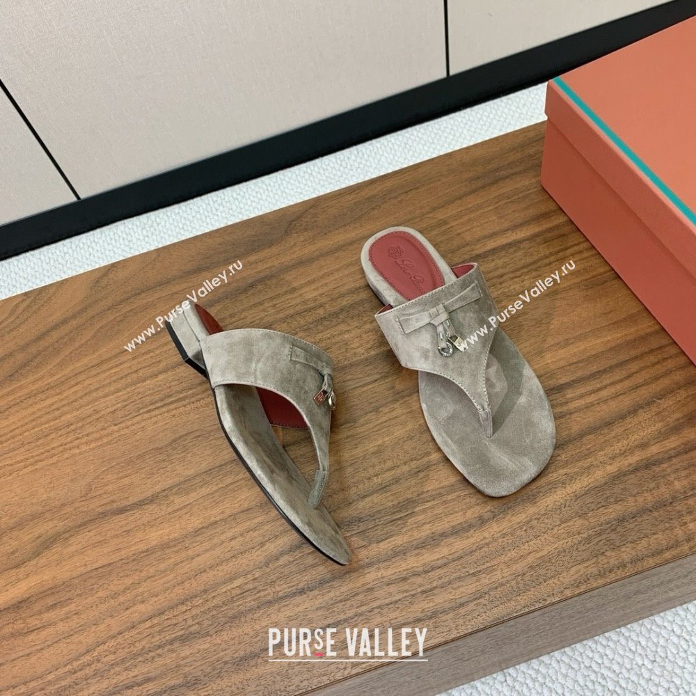 Loro Piana Flip-flops Sandal in Suede LP62331 Grey 2025 (HH-25062331)