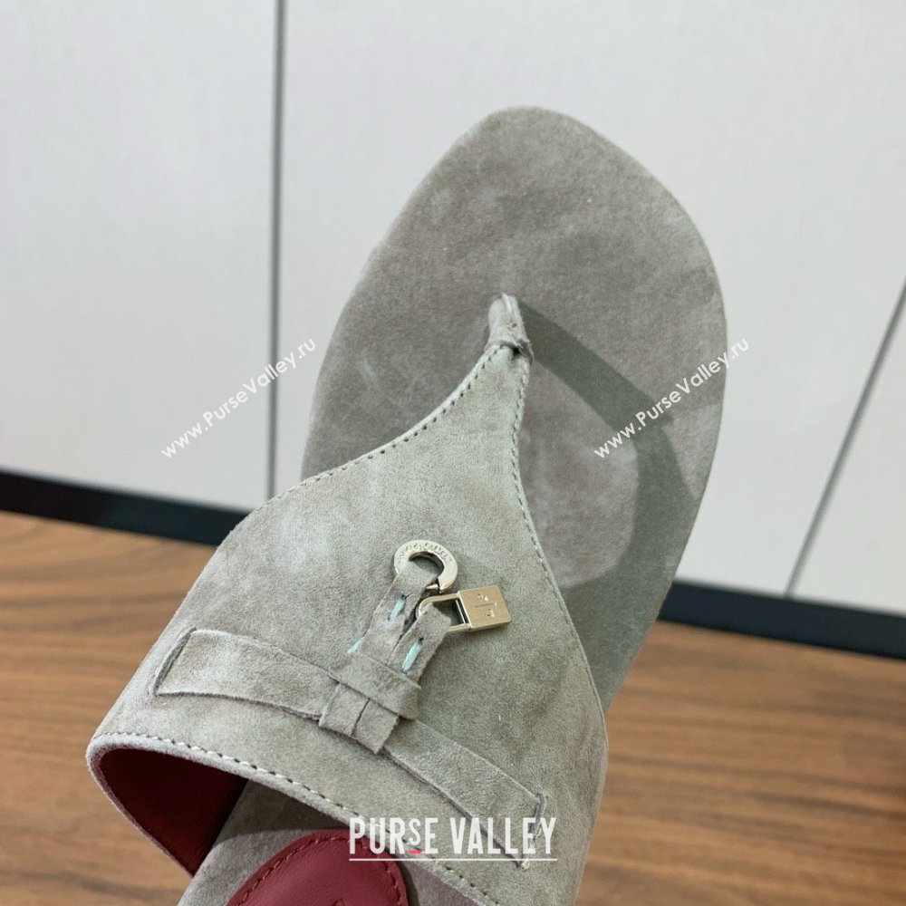 Loro Piana Flip-flops Sandal in Suede LP62331 Grey 2025 (HH-25062331)