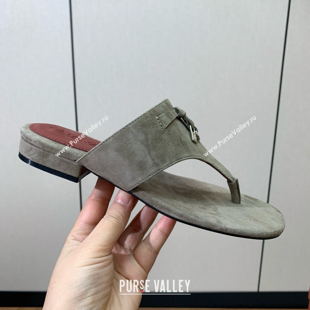 Loro Piana Flip-flops Sandal in Suede LP62331 Grey 2025 (HH-25062331)