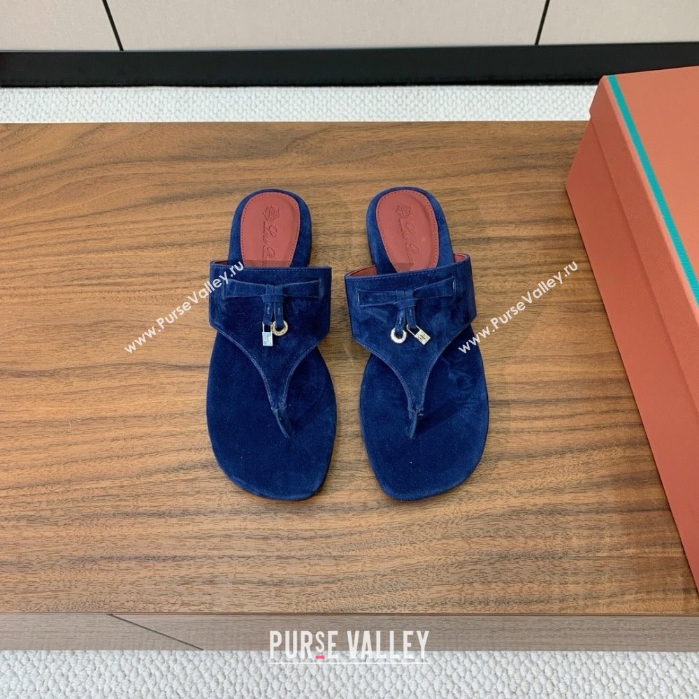Loro Piana Flip-flops Sandal in Suede LP62332 Blue 2025 (HH-25062332)