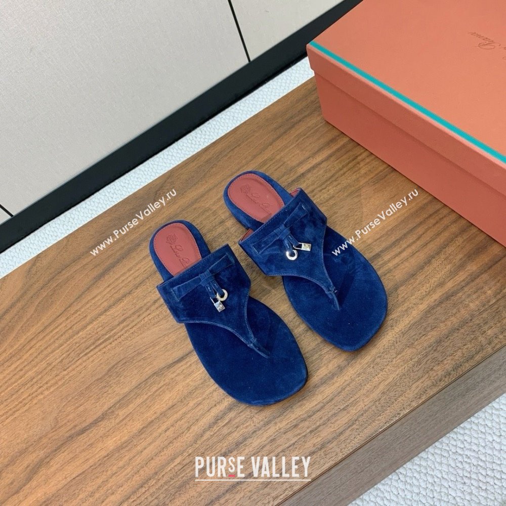 Loro Piana Flip-flops Sandal in Suede LP62332 Blue 2025 (HH-25062332)