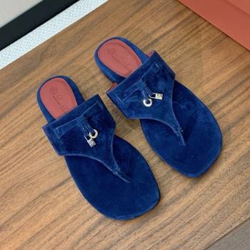 Loro Piana Flip-flops Sandal in Suede LP62332 Blue 2025 (HH-25062332)