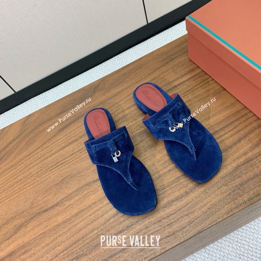 Loro Piana Flip-flops Sandal in Suede LP62332 Blue 2025 (HH-25062332)