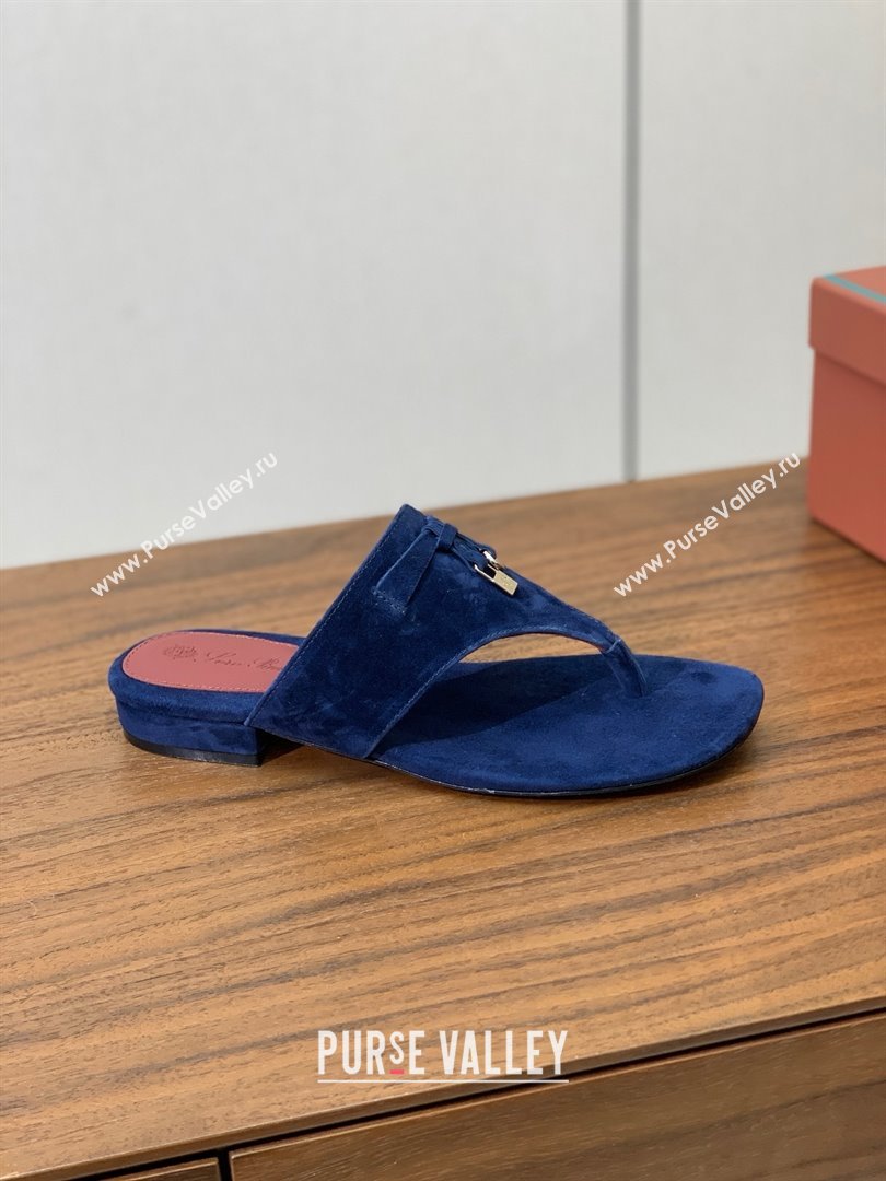 Loro Piana Flip-flops Sandal in Suede LP62332 Blue 2025 (HH-25062332)