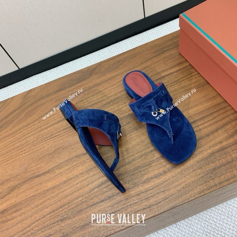 Loro Piana Flip-flops Sandal in Suede LP62332 Blue 2025 (HH-25062332)