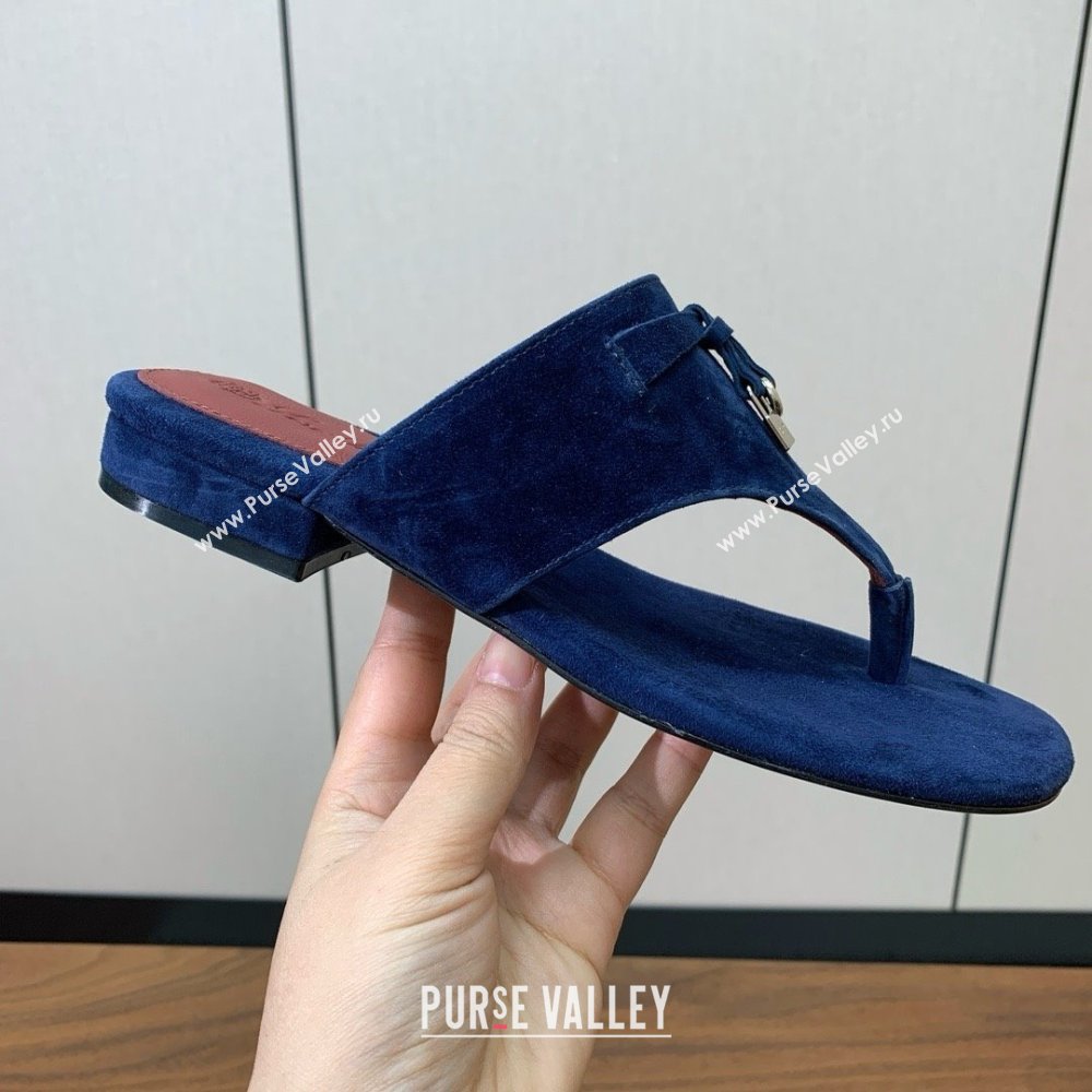 Loro Piana Flip-flops Sandal in Suede LP62332 Blue 2025 (HH-25062332)