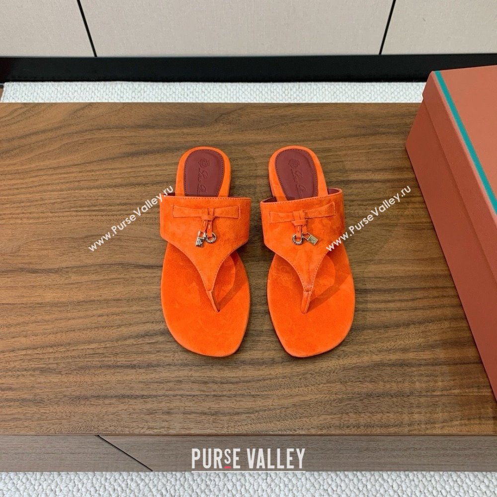 Loro Piana Flip-flops Sandal in Suede LP62333 Orange 2025 (HH-25062333)