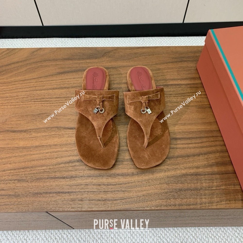Loro Piana Flip-flops Sandal in Suede LP62334 Brown 2025 (HH-25062334)