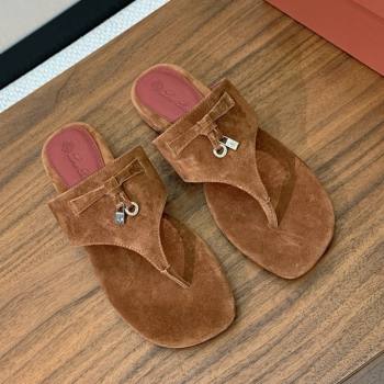 Loro Piana Flip-flops Sandal in Suede LP62334 Brown 2025 (HH-25062334)