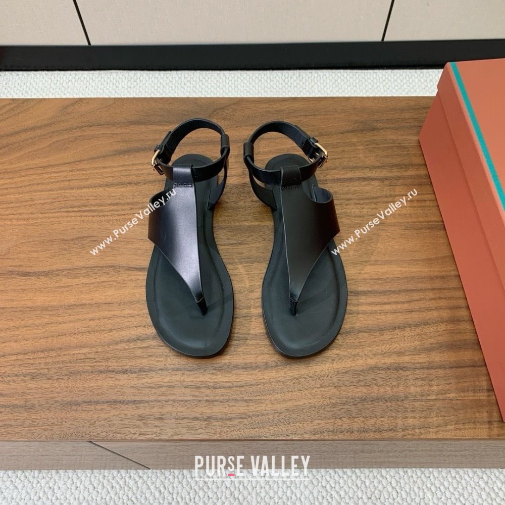 Loro Piana Flip-flops Sandal in Calfskin LP62336 Black 2025 (HH-25062336)