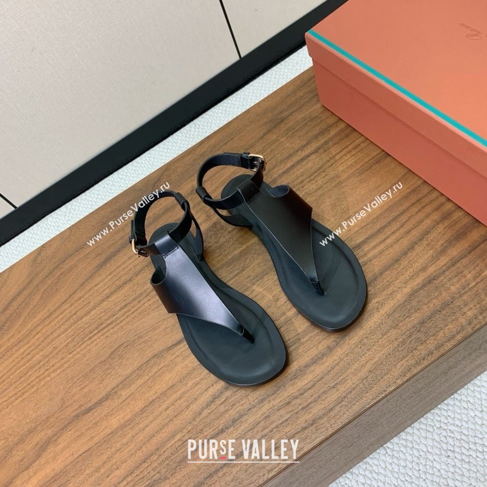 Loro Piana Flip-flops Sandal in Calfskin LP62336 Black 2025 (HH-25062336)