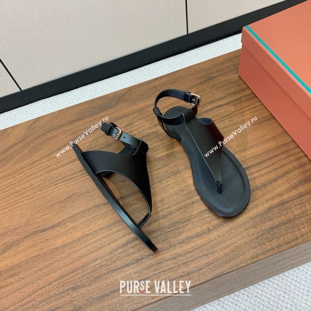 Loro Piana Flip-flops Sandal in Calfskin LP62336 Black 2025 (HH-25062336)