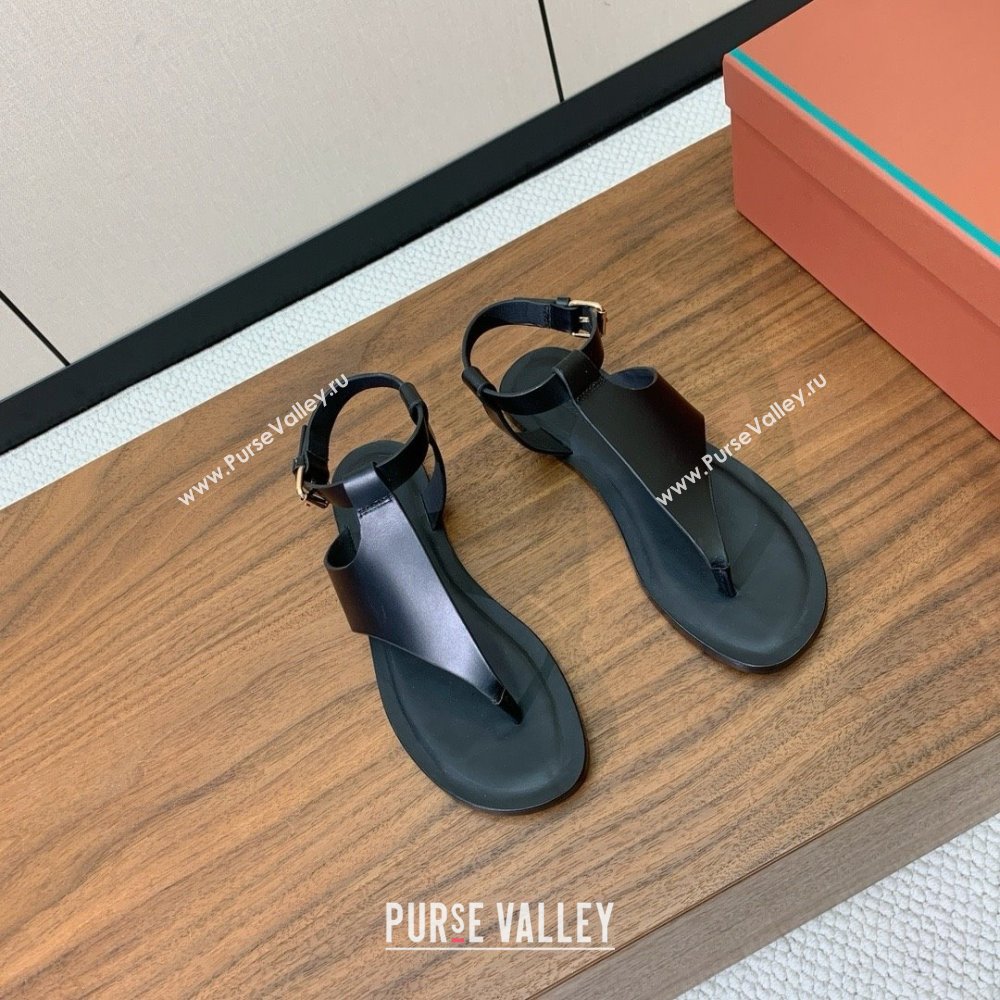 Loro Piana Flip-flops Sandal in Calfskin LP62336 Black 2025 (HH-25062336)