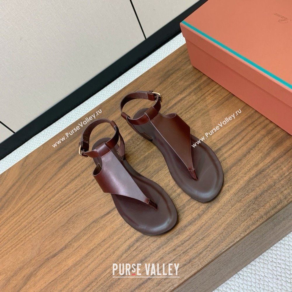 Loro Piana Flip-flops Sandal in Calfskin LP62337 Brown 2025 (HH25062337)
