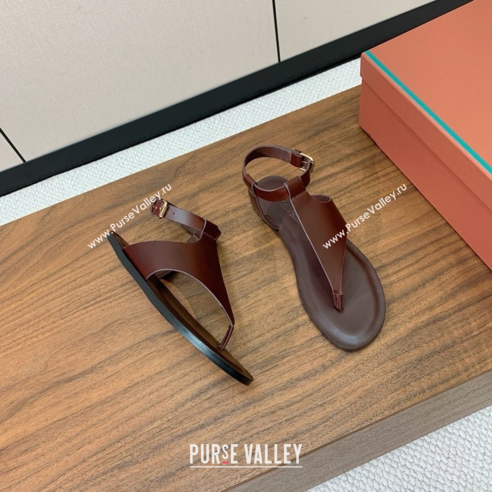 Loro Piana Flip-flops Sandal in Calfskin LP62337 Brown 2025 (HH25062337)