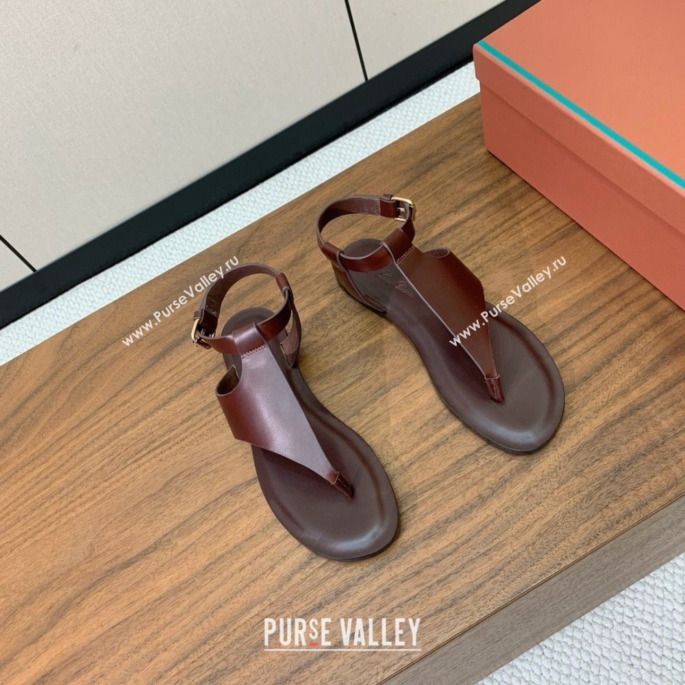 Loro Piana Flip-flops Sandal in Calfskin LP62337 Brown 2025 (HH25062337)