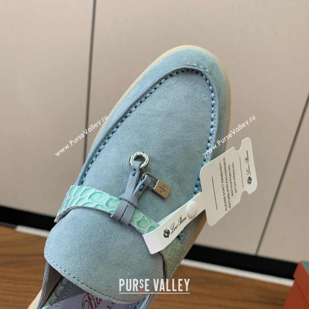 Loro Piana Charms Walk Babouche Loafer in Suede LP061920 Light Blue 2025 (HH-25061920)