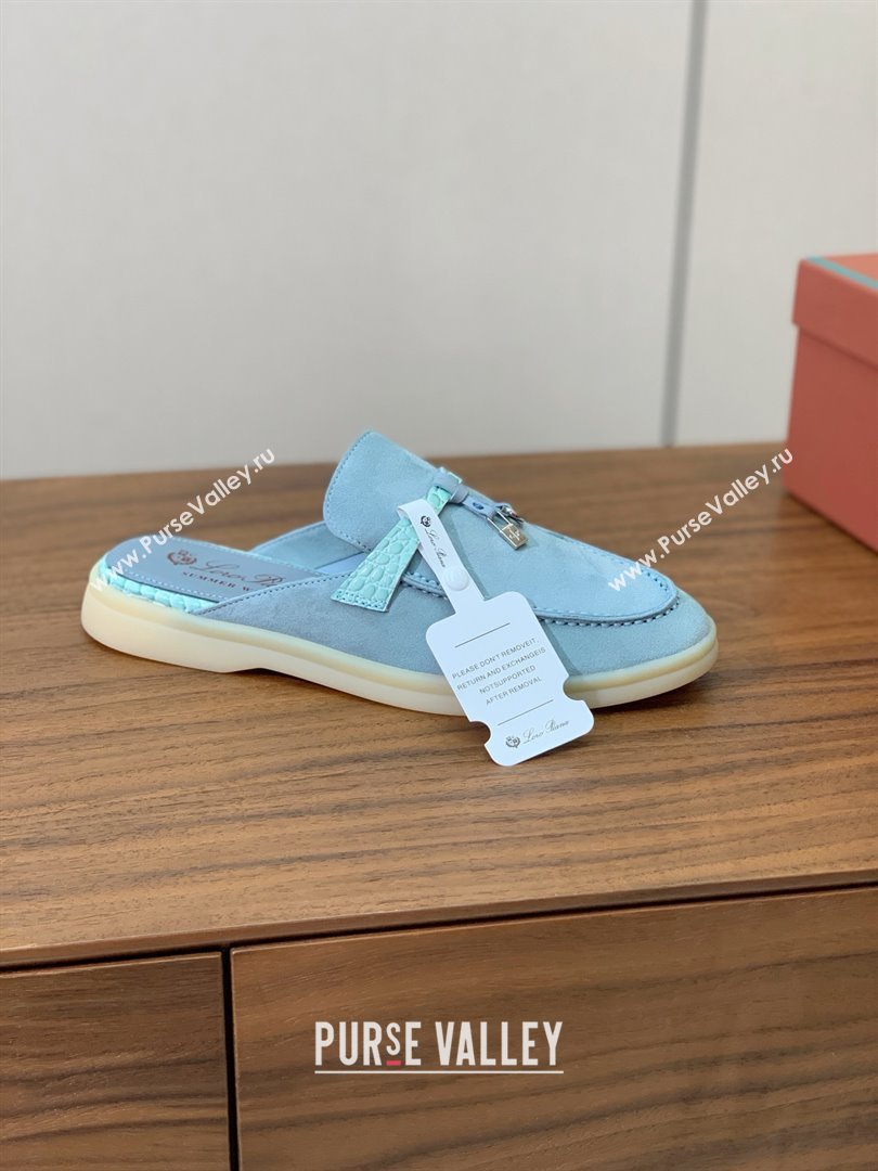 Loro Piana Charms Walk Babouche Loafer in Suede LP061920 Light Blue 2025 (HH-25061920)