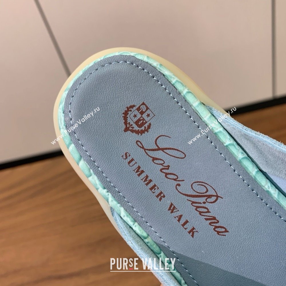 Loro Piana Charms Walk Babouche Loafer in Suede LP061920 Light Blue 2025 (HH-25061920)