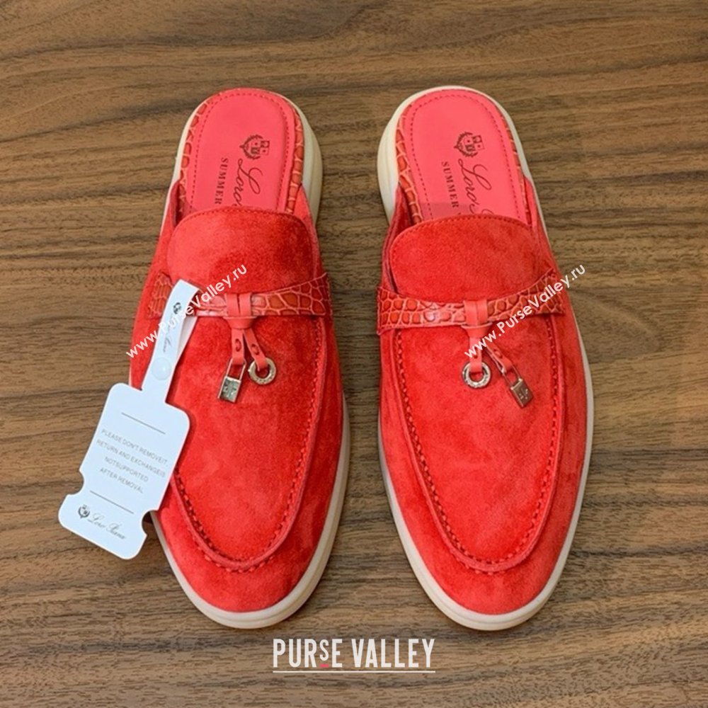 Loro Piana Charms Walk Babouche Loafer in Suede LP061921 Red 2025 (HH-25061921)