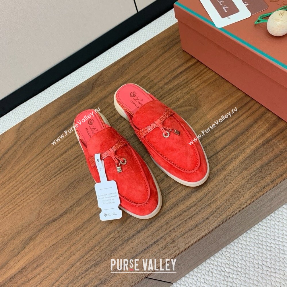 Loro Piana Charms Walk Babouche Loafer in Suede LP061921 Red 2025 (HH-25061921)