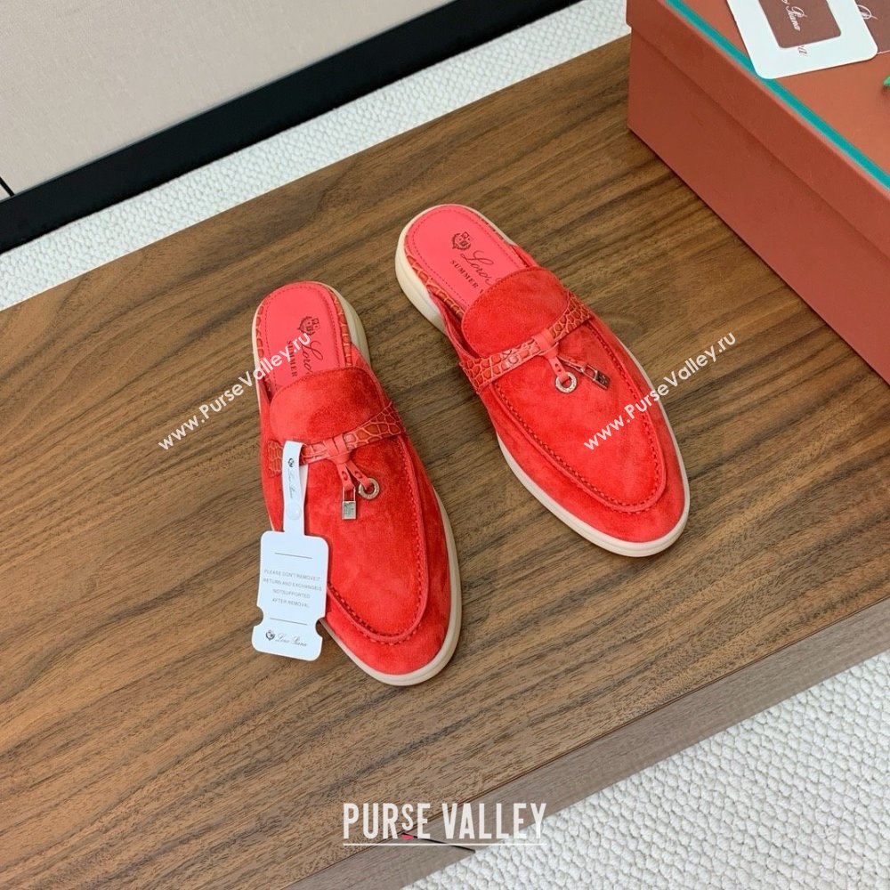 Loro Piana Charms Walk Babouche Loafer in Suede LP061921 Red 2025 (HH-25061921)