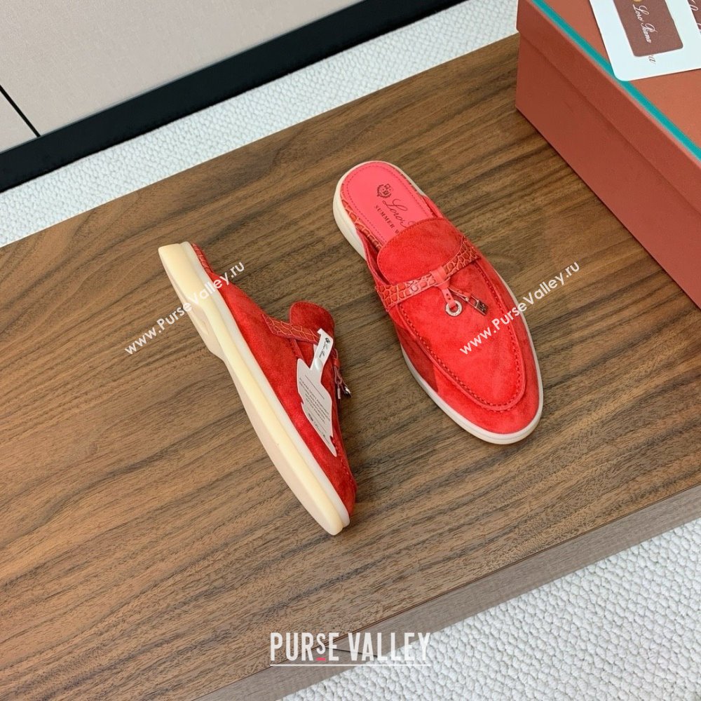 Loro Piana Charms Walk Babouche Loafer in Suede LP061921 Red 2025 (HH-25061921)