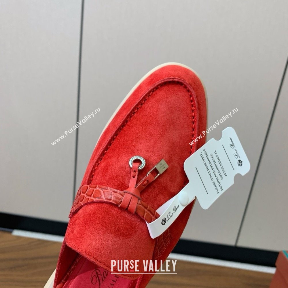 Loro Piana Charms Walk Babouche Loafer in Suede LP061921 Red 2025 (HH-25061921)