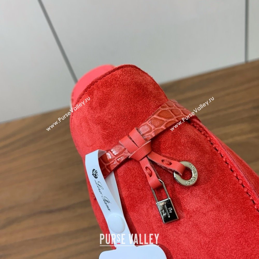 Loro Piana Charms Walk Babouche Loafer in Suede LP061921 Red 2025 (HH-25061921)