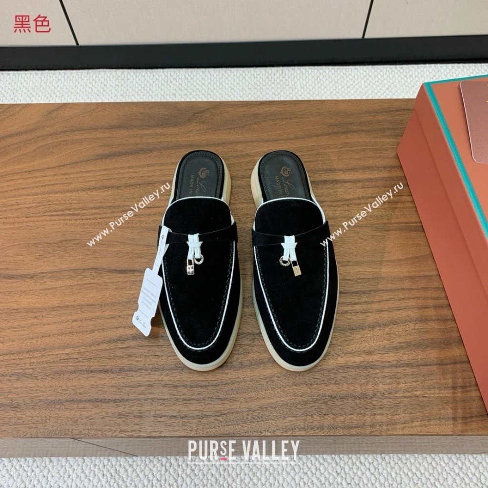 Loro Piana Charms Walk Babouche Loafer in Suede LP061926 Black 2025 (HH-25061926)