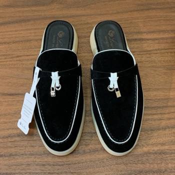 Loro Piana Charms Walk Babouche Loafer in Suede LP061926 Black 2025 (HH-25061926)