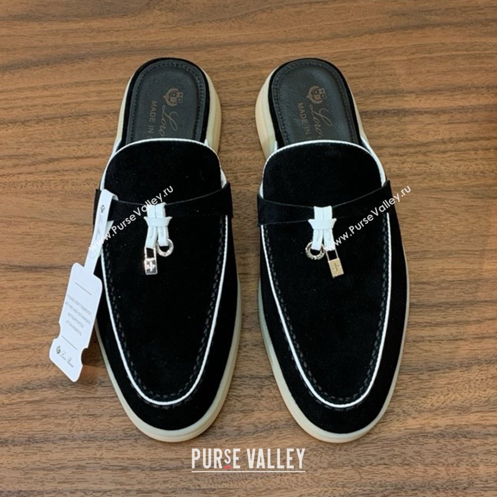 Loro Piana Charms Walk Babouche Loafer in Suede LP061926 Black 2025 (HH-25061926)