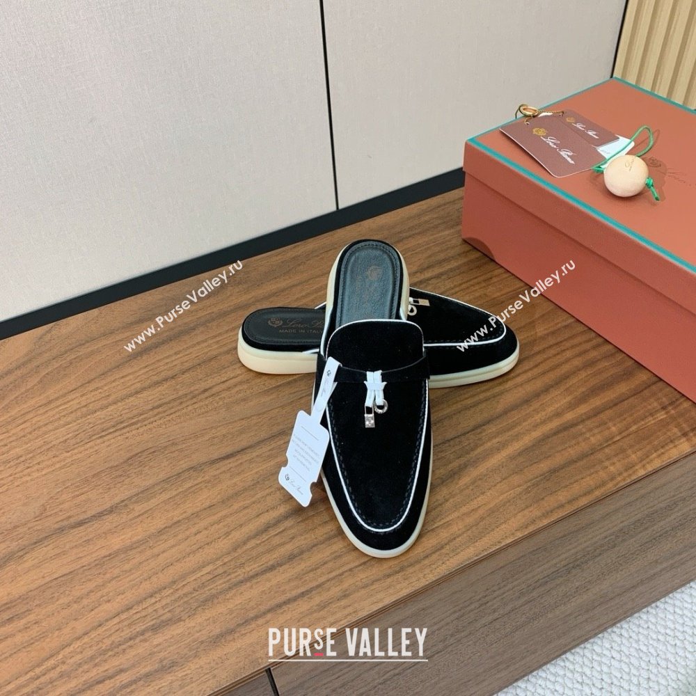 Loro Piana Charms Walk Babouche Loafer in Suede LP061926 Black 2025 (HH-25061926)