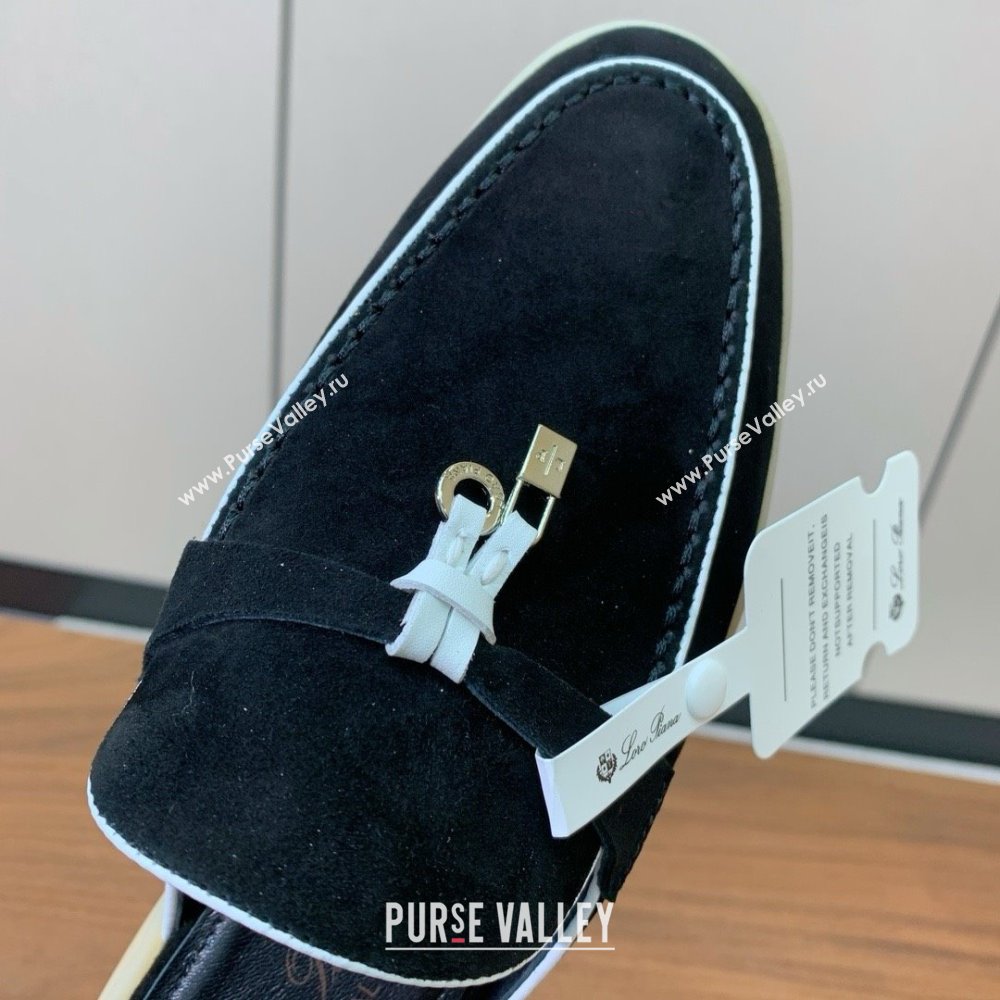 Loro Piana Charms Walk Babouche Loafer in Suede LP061926 Black 2025 (HH-25061926)