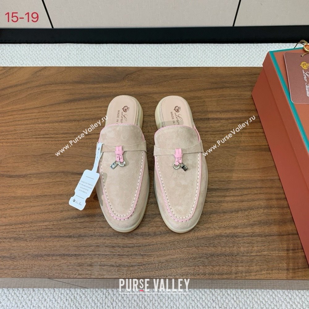 Loro Piana Charms Walk Babouche Loafer in Suede LP061923 Beige/Pink 2025 (HH-25061923)