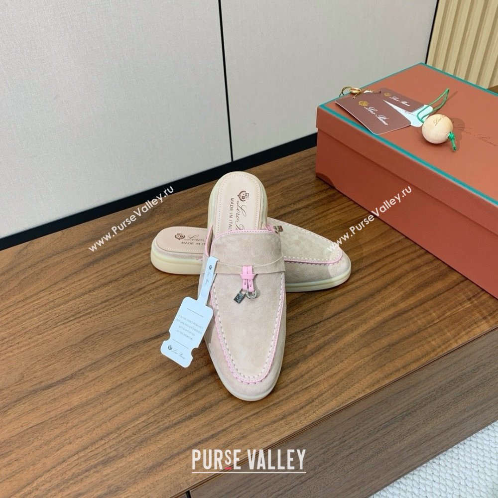 Loro Piana Charms Walk Babouche Loafer in Suede LP061923 Beige/Pink 2025 (HH-25061923)