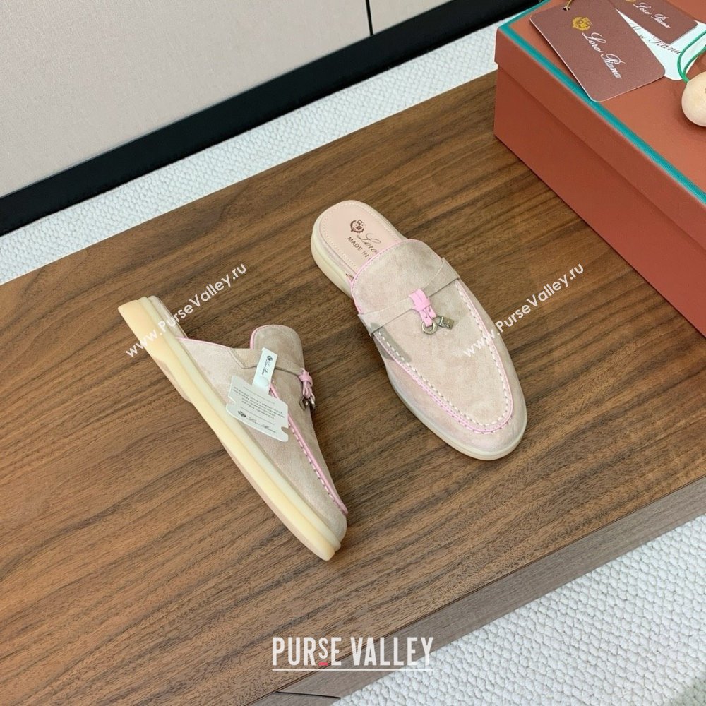 Loro Piana Charms Walk Babouche Loafer in Suede LP061923 Beige/Pink 2025 (HH-25061923)