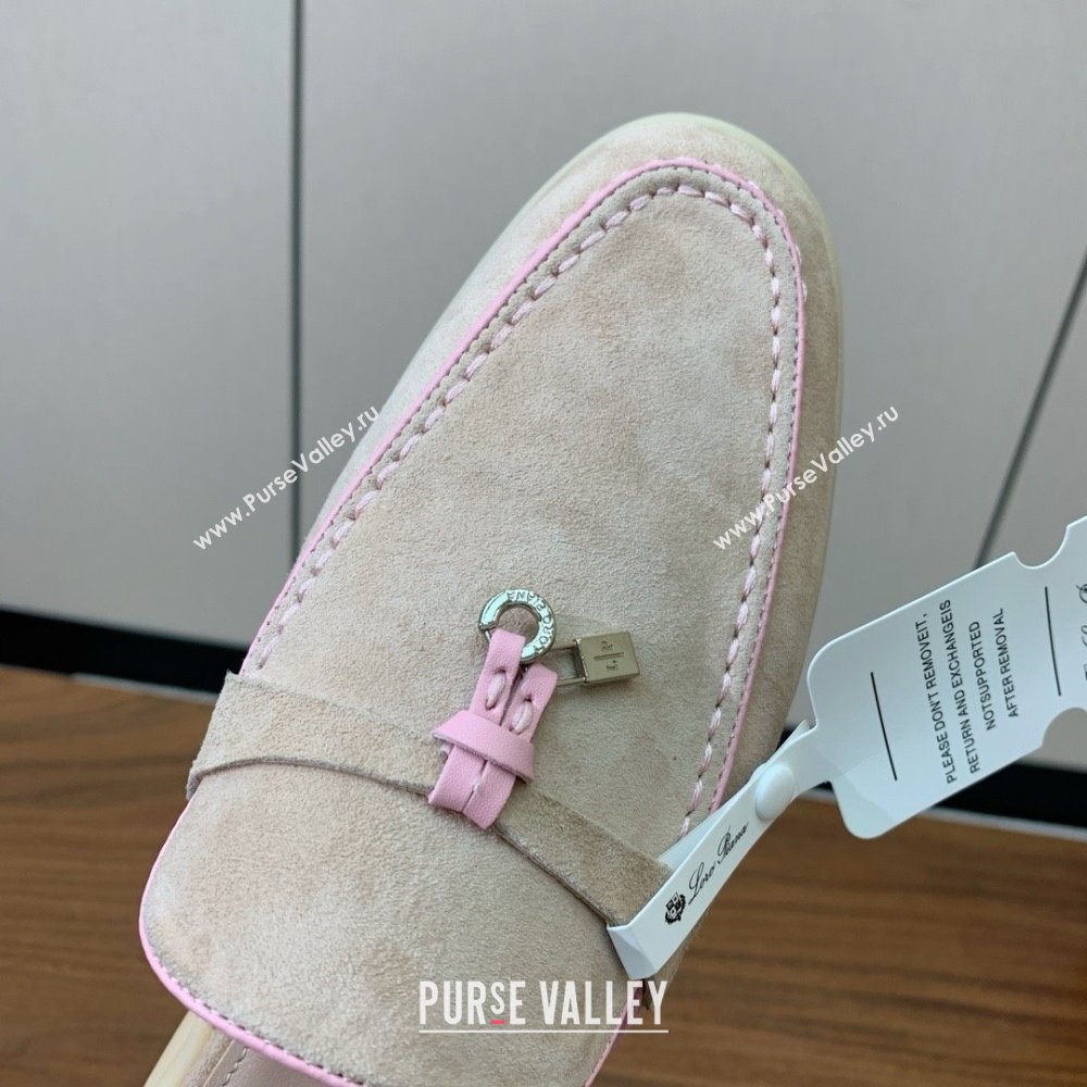 Loro Piana Charms Walk Babouche Loafer in Suede LP061923 Beige/Pink 2025 (HH-25061923)