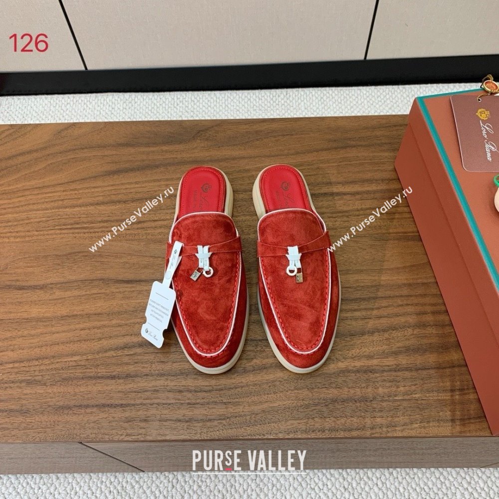 Loro Piana Charms Walk Babouche Loafer in Suede LP061922 Red 2025 (HH-25061922)