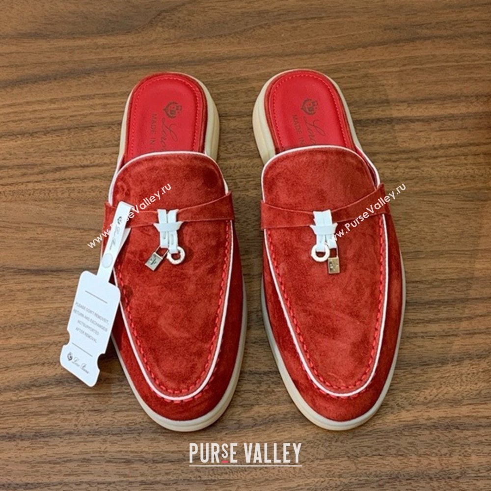 Loro Piana Charms Walk Babouche Loafer in Suede LP061922 Red 2025 (HH-25061922)