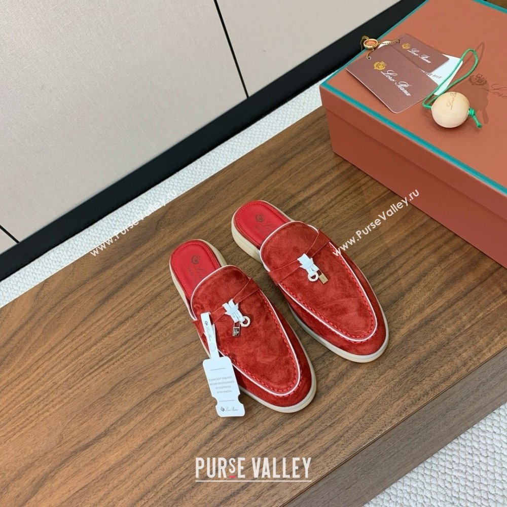 Loro Piana Charms Walk Babouche Loafer in Suede LP061922 Red 2025 (HH-25061922)