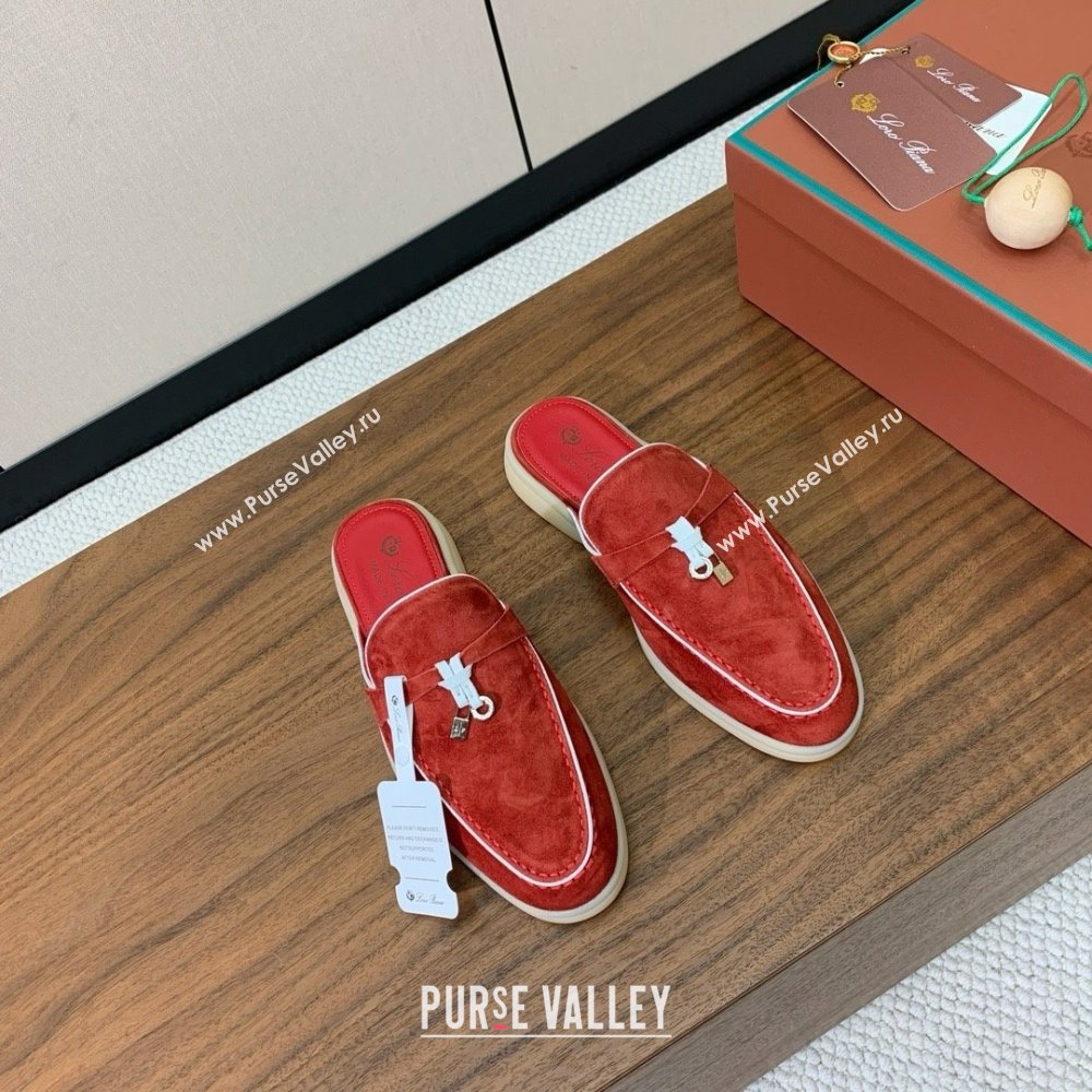 Loro Piana Charms Walk Babouche Loafer in Suede LP061922 Red 2025 (HH-25061922)